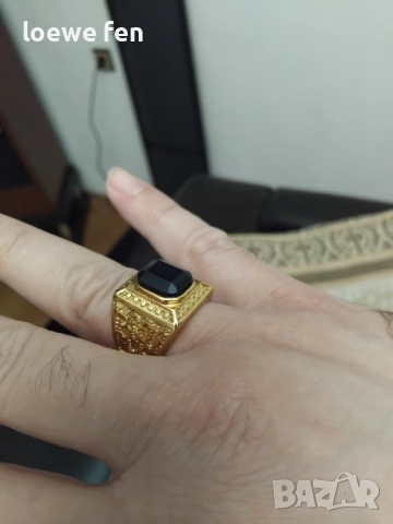 Мъжки пръстен неръждаема стомана масивен позлатен, снимка 9 - Пръстени - 52356823