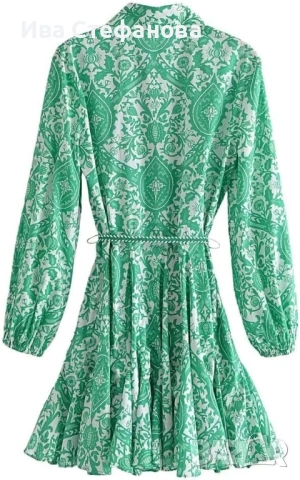 Нова зелена ежедневна елегантна рокля zara Zara Зара 100 % памук памучна разкроена  , снимка 13 - Рокли - 52841097