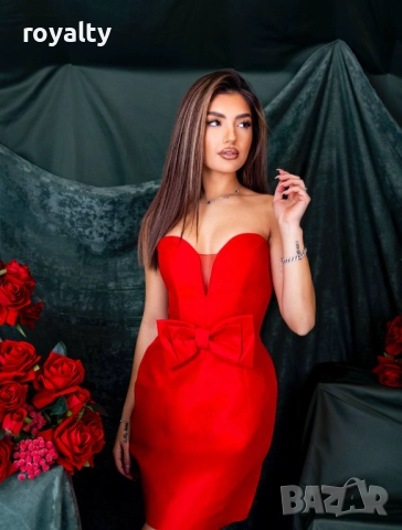 Къса Червена Дамска Рокля , снимка 4 - Рокли - 52884813