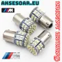 2 бр. Габаритни LED крушки BA15S габарити стопове 1156 с 50 SMD лед диода DC 12V 24V Паркинг Задни с, снимка 3