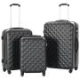 vidaXL Комплект твърди куфари с колелца, 3 бр, черни, ABS（SKU:91886