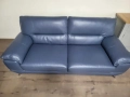 Син кожен комплект дивани тройка и двойка, снимка 4