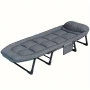 РАЗПРОДАЖБА Луксозен шезлонг походно легло до 200 кг тъмно сив – ПРОМО, снимка 3