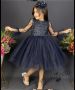 Детска официална рокля в тъмно синьо за 5-6 години