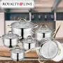 Комплект тенджери и тиган Royalty Line RL-1231G, 12ч.,16К/16/18/ 20/24/24Tсм., Индукция, Инокс, Злат, снимка 5