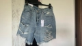 Нови къси накъсани дънки Л размер, снимка 1