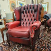 Кресло/фотьойл Честърфийлд, Queen Annе, цвят телешка кръв, снимка 2 - Дивани и мека мебел - 45287095