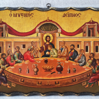 Гръцка Картина "Тайната вечеря",ръчна изработка, 40см.х30см., снимка 1 - Картини - 45010008
