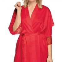 Сатенен халат в червен цвят ZORA Nipplex (008), снимка 1 - Бельо - 45873155