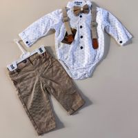 Официален комплект с тиранти и папиьонка, снимка 2 - Комплекти за бебе - 32336870