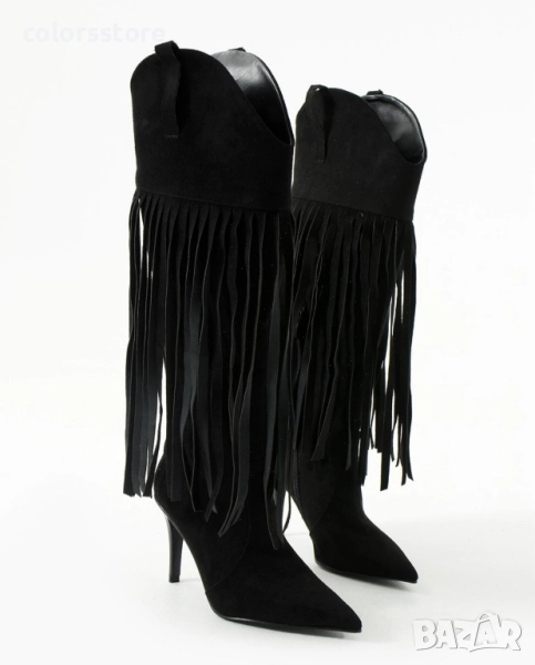 Ботуши на ток - черен велур - RS52 , снимка 1