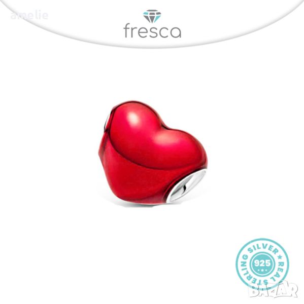 Талисман Fresca по модел Pandora Пандора сребро 925 Red Heart. Колекция Amélie, снимка 1