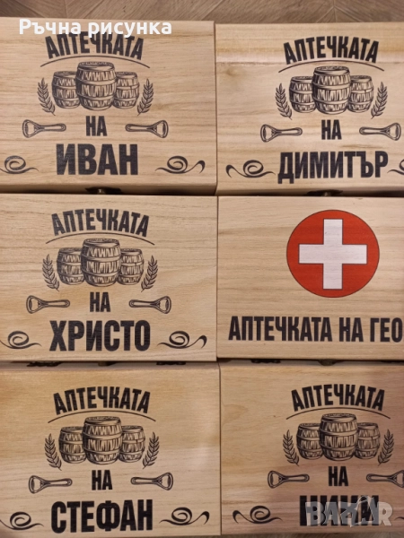 Кутия с шотове - пример "Аптечката на ...Трифон ,Димитър,Иван ,Христо,Стефан ,Йордан,Никулден и друг, снимка 1