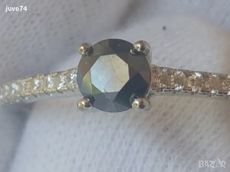 СРЕБЪРЕН ПРЪСТЕН С ЧЕРЕН ДИАМАНТ СЕРТИФИКАТ, снимка 1