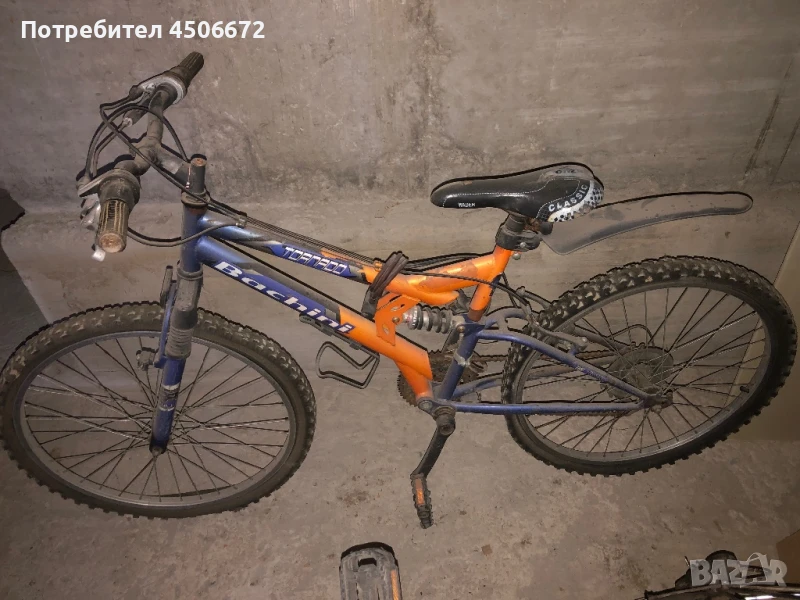 Велосипед /Bachini/ в добро състояние   средна големина със  скорости с преден и заден амортисьор, снимка 1