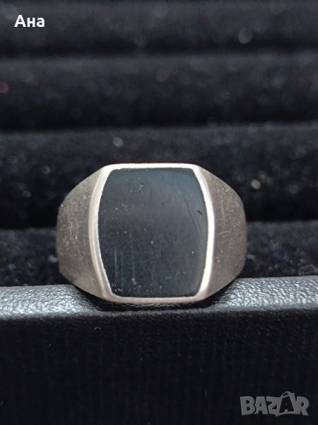 мъжки сребърен пръстен с емайл , снимка 1
