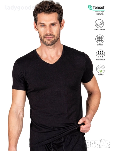 Мъжки тениски с V деколте.Памук и модал.Модел 073., снимка 1
