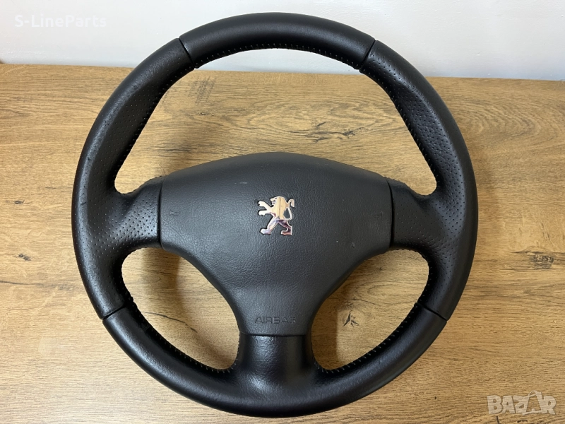 Оригинален с перфорирана кожа волан с еърбег airbag Peugeot 206 Пежо 206 pejo, снимка 1