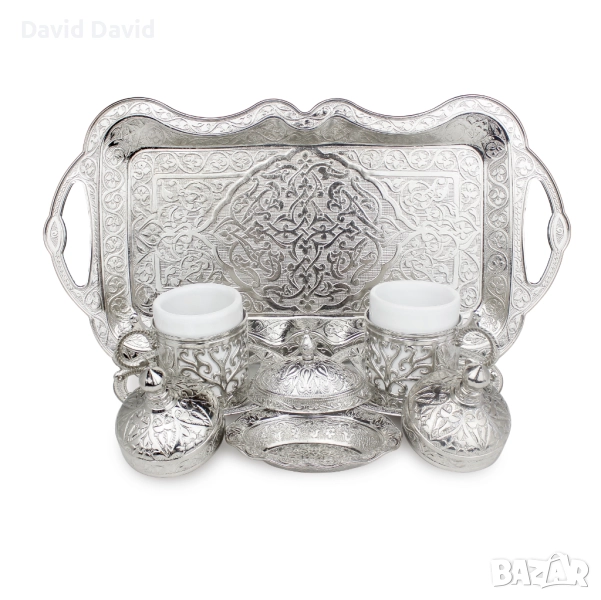 Комплект Турски Чаши за Кафе – 2 Броя, Сребърни | На Едро, снимка 1