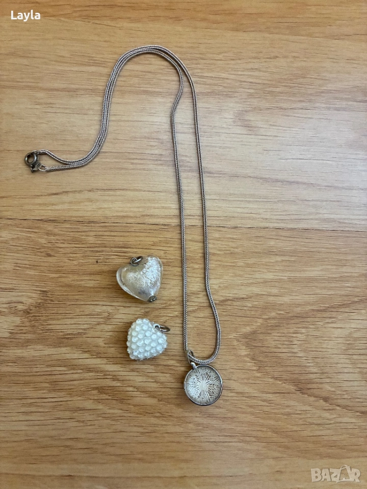 Сребърно колие с висулки, снимка 1