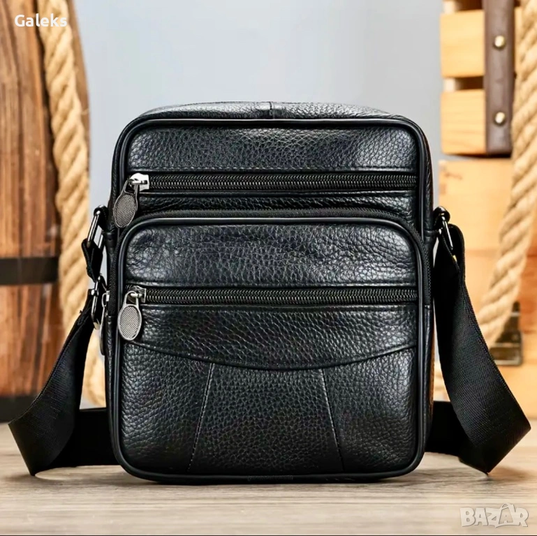 Мъжки ежедневни черни чантички NIUCUNZH* Класически и удобни - естест. кожа!, снимка 1