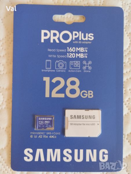 Samsung PRO Plus microSD карта 128 GB  MB-MD128KA-EU, снимка 1