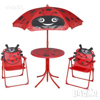 vidaXL Детски градински бистро комплект от 3 части, с чадър, червен)SKU:41842, снимка 1