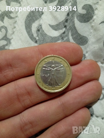 Монета 1 евро 2002 Vitruvian Man, снимка 2 - Нумизматика и бонистика - 53066481