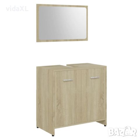 vidaXL Комплект мебели за баня, дъб сонома, инженерно дърво(SKU:802582