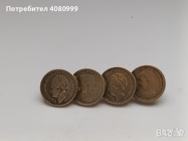 Сребърна брошка от четири десет центови холандски монети, снимка 2 - Нумизматика и бонистика - 53705416