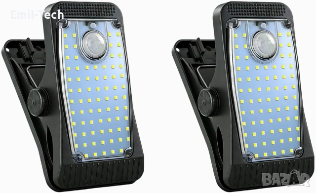 2бр. Соларни LED лампи с датчик за движение 1500mAh | Без кабели | 3 режима