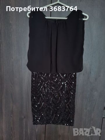 Черна официална рокля с пайети, снимка 2 - Рокли - 45401160