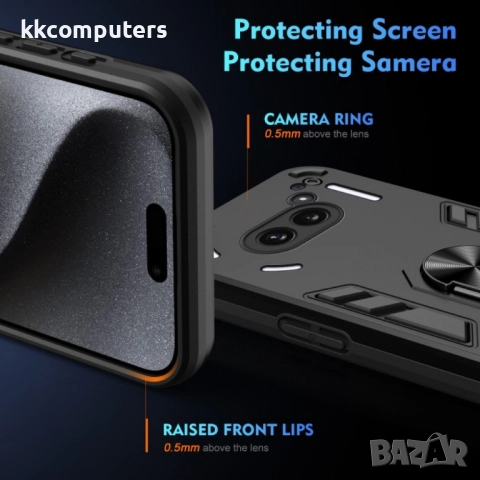 Nothing Phone 2a Удароустойчив Ring Holder Калъф и Протектор, снимка 5 - Калъфи, кейсове - 52670955