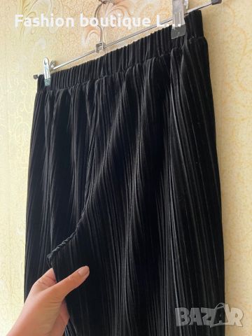 Широк черен плюшен рипсен панталон с ластик в кръста 🖤🖤🖤 , снимка 6 - Панталони - 45555068