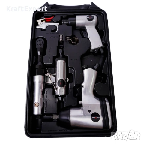 ПРОМО ПАКЕТ Пневматични инструменти 72ч + Компресор за въздух 25л. KraftWorld, снимка 3 - Компресори - 50600457