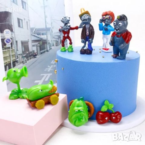 8 Plants vs Zombies Зомбита срещу растения пластмасови фигурки PVC за игра и украса торта играчки, снимка 4 - Фигурки - 26850725