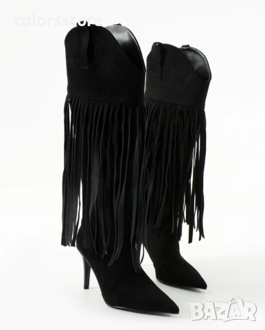 Ботуши на ток - черен велур - RS52 