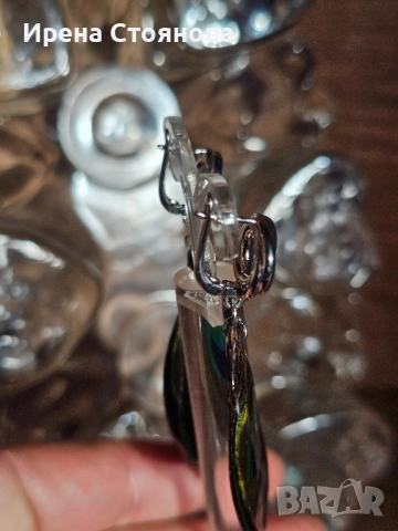 Ръчно изработени обеци с паунови пера, снимка 12 - Обеци - 52387526