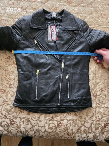 Дамско кожено яке черно, снимка 4 - Якета - 54090315