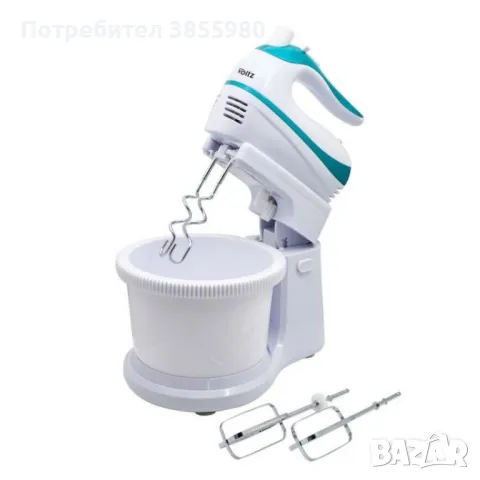 Миксер с купа, 500W, 5скорости, Бял/ Син, снимка 2 - Миксери - 47320153