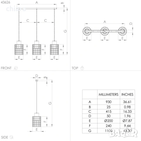 ВИСЯЩО ОСВЕТИТЕЛНО ТЯЛО EGLO MILLIGAN, снимка 2 - Лампи за таван - 54131798