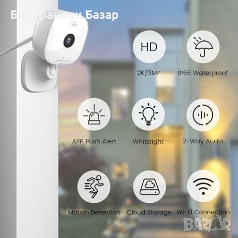 Нова 2K WiFi Камера за Видеонаблюдение с Нощно Виждане и Двупосочно Аудио, снимка 7 - IP камери - 46553495
