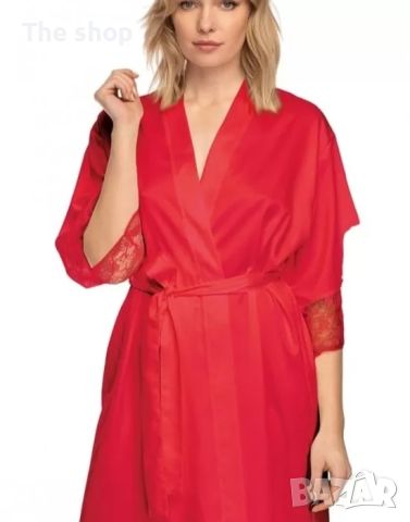 Сатенен халат в червен цвят ZORA Nipplex (008), снимка 1 - Бельо - 45873155
