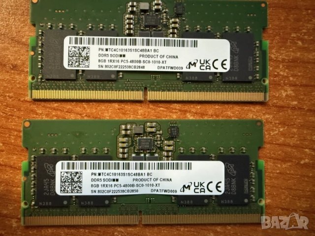 Памет за Лаптоп Micron SODIMM 8GB PC5 DDR5 4800Mhz 1Rx16 MTC4C10163S1SC48BA1