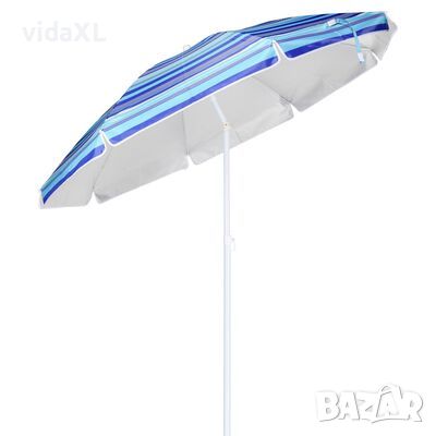 HI Плажен чадър, 200 см, сини ивици（SKU:423954, снимка 1 - Градински мебели, декорация  - 46218608