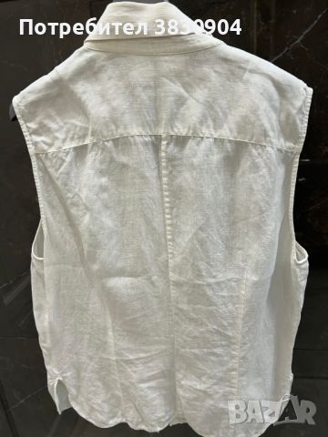 Блуза без ръкав, MaxMara, Италия, размер IT 46-48, лен, снимка 7 - Ризи - 45387110