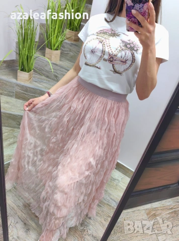 Елегантна пола от къдрав тюл, снимка 4 - Поли - 54119881