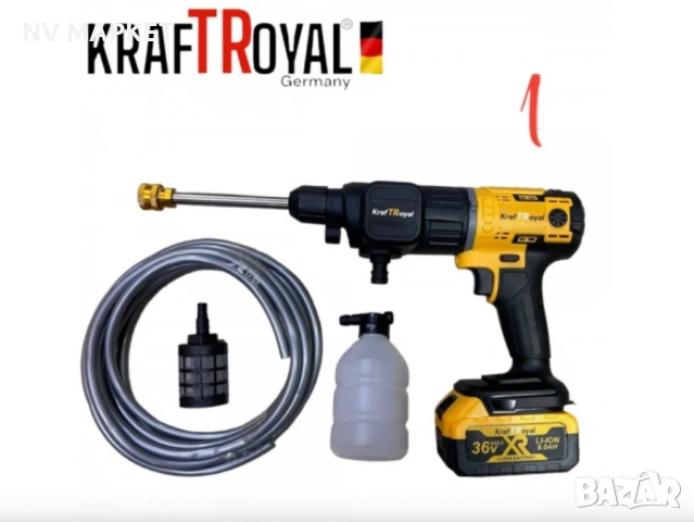5в1 универсален комплект KraftRoyal с 5 приставки: винтоверт, гайковерт-импакт, перфоратор,водоструй, снимка 5 - Куфари с инструменти - 53836573
