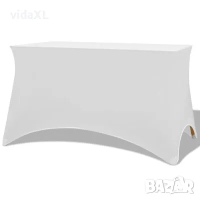 vidaXL Разтегателен калъф за маса, 2 бр, 183х76х74 см, бял（SKU:132034）, снимка 1 - Други - 48527299