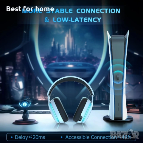 Gtheos 2.4GHz безжични геймърски слушалки за PS5, PS4 Fortnite & Call of Duty/FPS геймъри, снимка 4 - Слушалки и портативни колонки - 54172962